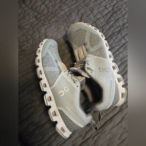 On Running Gray and White Sneakers